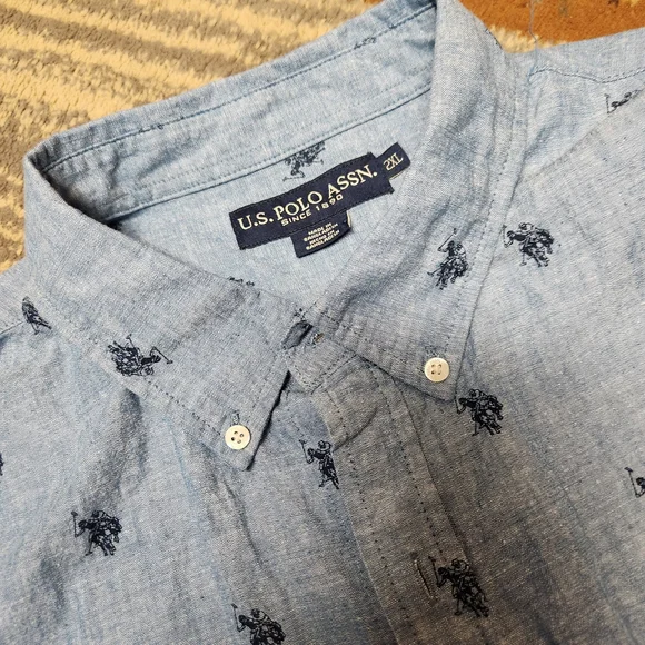 U.S. Polo Assn. Light Blue Casual Shirt with Navy Accents - Picture 9 of 9